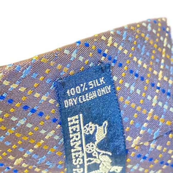 HERMES - Purple Navy Multi Men's Tie 114-072225 - Picture 6 of 6
